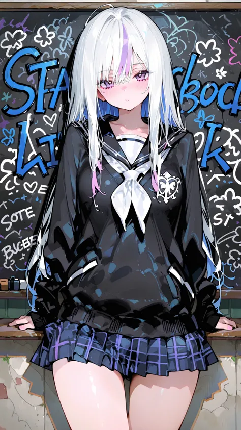 school,Doodles on the Blackboard,graffiti on blackboard,graffiti drawn on blackboard,
,masterpiece,best quality,eatsleep1111,748cmstyle,aiu