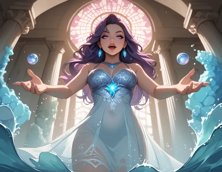 ethereal ocean temple at twilight, glowing coral pillars, bioluminescent mist, flowing water trails, (masterpiece:1.2), (best quality:1.2), ultra detailed, 8k, watercolor, cinematic lighting, volumetric_lighting, rim light, soft shadows, ((forced_perspecti...