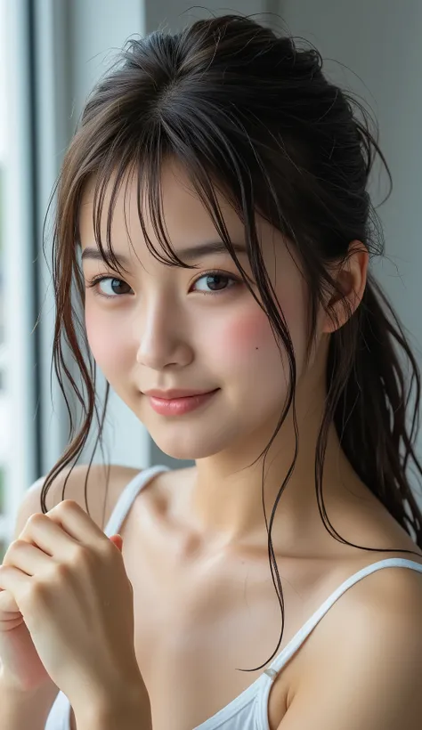 Japanese solo shot、High Resolution 8K RAW Photos, captured in a portrait with cinematic brilliance and photorealistic details (realistic, photo-realistic:1.2). beautiful face, with detailsed seductive eyes, sophisticated nose, white skin, she casts a sensu...