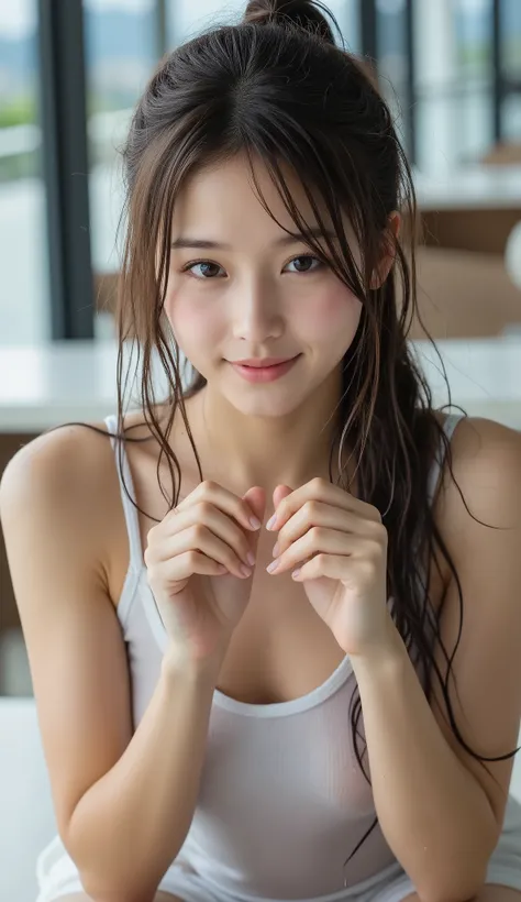 Japanese solo shot、High Resolution 8K RAW Photos, captured in a portrait with cinematic brilliance and photorealistic details (realistic, photo-realistic:1.2). beautiful face, with detailsed seductive eyes, sophisticated nose, white skin, she casts a sensu...