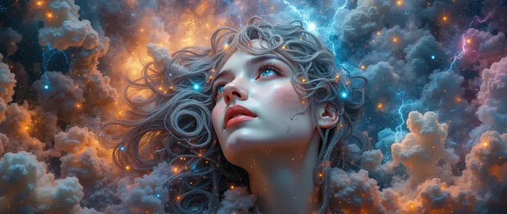 cybernetic cloud dream, epic oil painting , 16 thousand., photo quality, The fantasy zone , science fiction, shirt incredibly detailed, is the solemn anniversary of an artificial intelligence company celebrating the second anniversary of an artifi...