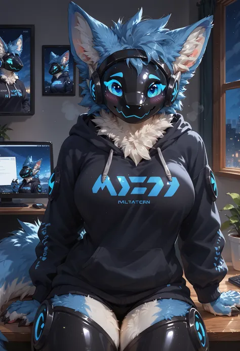 score_9, score_8_up, score_7_up, score_6_up, score_5_up, score_4_up, female, rating_safe, source_furry, wears only long hoodie, 1girl, anthro furry, tail, detailed fur, detailed eyes, eyelashes, date, bedroom eyes, sexy, seductive, focused, cute, blushing ...