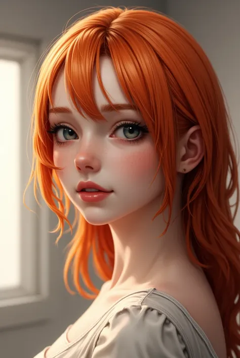 create in full body In focus: ("adult face, 20 year old adult woman"),upturned nose, large bust,feminized face,WITH ORANGE HAIR, PALE SKIN { score_9, score_8_ on the side, score_7_ on the side, score_6_ on the side, score_5_ on the side, score_4_ on the si...