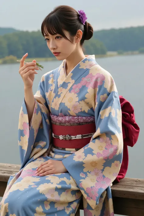 (masterpiece:1.5),beautiful hair,Beautiful Eyes,beautiful lips,Beautiful slender body,(Konno Anna:1.2),(Riho Yoshioka:1.1),(in the Imperial Court:1.3),(Riverside:1.4),bust illustration from the front ,((((An Extraordinary Beauty:1.7)))),(((( kimono,jacket,...