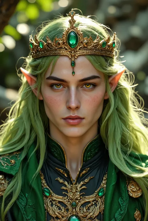  Elf's Long Earsの絶世美男子は緑金髪mullet髪((beautiful green blonde hair with long mullet hair))Elf's Long Ears((very, very large, hanging golden eyes))is a man who is very thin and skinny((White-skinned 30-year-old male with smooth chin１people))Precise hands and fi...