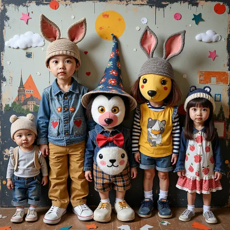 collage＿Works that combine photographs, pictures, characters, etc.、Newspapers and magazines、wallpaper、document、Combine various materials such as miscellaneous objects、Combining all kinds of materials、theme：naughty