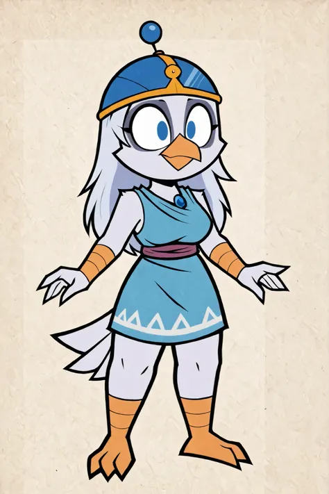 Half owl half bear, bird, furry, female focus, breasts, light blue long hair, blue eyes, blue tunic, blue helmet, Greek style, similar to Athena, full body