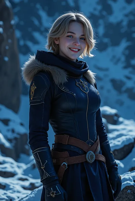 (ultra Realistic) , (illustration), (Enhance resolution), (8k), ( Extremely Detailed), ( detailed face ), Slim Body, in the dark , deep shadow, low profile, pureerosfaceace_v1, Happy smile, Winter, Mountain