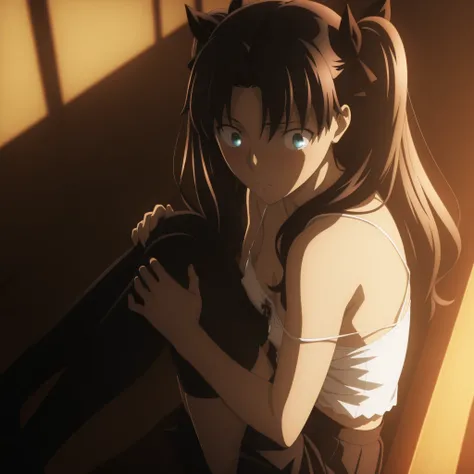 masterpiece, best quality, amazing quality, highres, absurdres, very aesthetic, high resolution, ultra detailed, perfect details, midnight,   , indoors, ufotable style, ((from above, from back)), blue hour, backlight,
 
1girl, ufotable style, anime style, ...