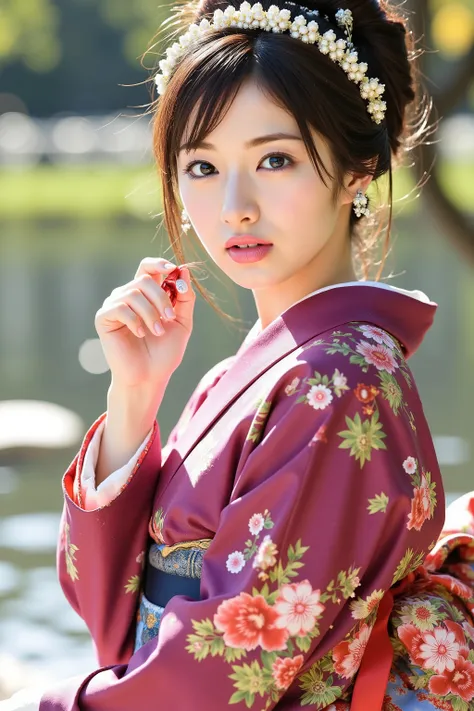 (masterpiece:1.5),beautiful hair,Beautiful Eyes,beautiful lips,Beautiful slender body, popup,(Konno Anna:1.2),(Riho Yoshioka:1.1),(in the Imperial Court:1.3),(Riverside:1.4),bust illustration from the front ,((((An Extraordinary Beauty:1.7)))),(((( kimono,...