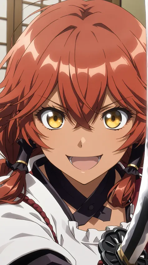 Lupusregina_Beta,
High quality ,  best quality , masterpiece,  High Resolution , detailed face( LoRA: Lupusregina),anatomically correct, detailed hair Style( LoRA: Lupusregina),anime Coloring
red hair, twin braids, long hair, hair tubes, yellow eyes, hair ...