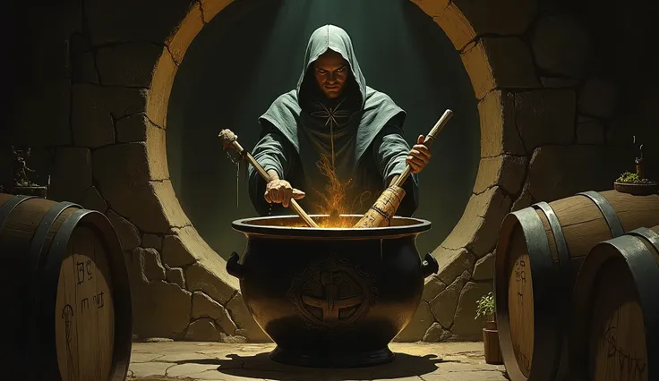 Prompt:
"Within a subterranean sanctum carved from black stone and madness, the brewery pulses like a living organ. Fermenters twist in impossible geometries, exhaling vapors that induce waking visions. Barrels cry in whispers, their staves warped by centu...