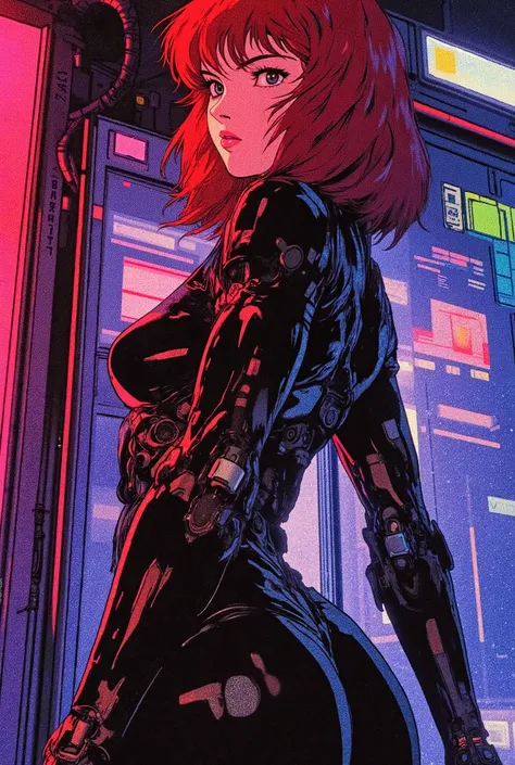 (masterpiece:1.2,Outstanding quality,Mirror finish, cinematic experience,Super detailed),16k,wallpaper,( semi-realistic android woman),(front:2.0),(Upper body close-up:2.0), flat color,( Cyberpunk ),( Anime Artwork), beautiful gradation ,( perfect proport...