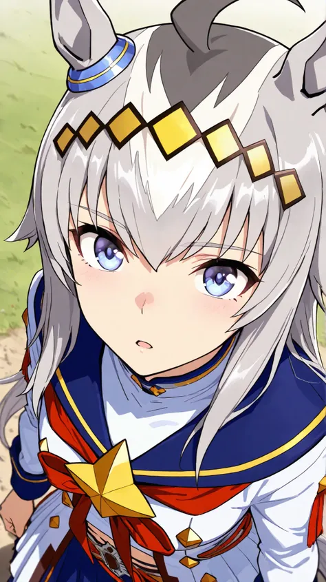 Oguri,,umamusume
High quality ,  best quality , masterpiece,  High Resolution , detailed face( LoRA: Oguri),anatomically correct, detailed hair(LoRA: Oguri) ,detailed bangs(LoRA: Oguri),anime coloring
solo, 1 girl, , long hair, horse ears, grey hair, ahoge...