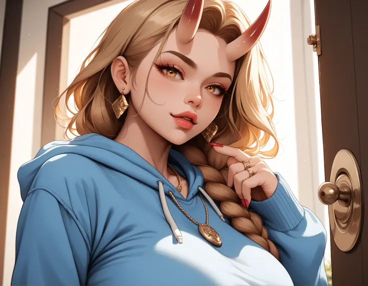 dormitory_hallway, open_door, moody_city_lighting, soft_focus, depth_of_field, sparkling_hair, glitter_hair, (realistic), high_quality, detail_focused, 1girl, solo, solo_focus, (detailed_face:1.3), (sharp jawline), (high nose bridge:1.2), full lips, soft s...