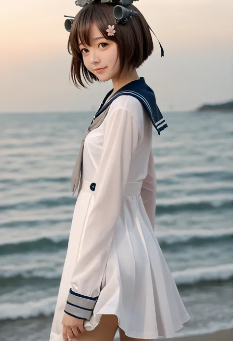 realistic, pictures, (cute:1.2),score_9,score_8_up,score_7_up,sauce_anime,cowboy shot,masterpiece,top quality,Detail Background,very detailed,1 girl,1 girl,yukikaze (KanColle), brown hair, brown eyes in the oral vagina,small breasts,short hair, sailor dres...