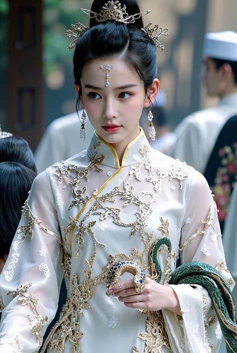 clothing style
The overall cut：in an asymmetrical manner，The symmetrical design that breaks the rules，, making the costume more flexible and layered，while also increasing the dexterity of the costume，shows a unique oriental charm。
 color and embellish ：Dec...