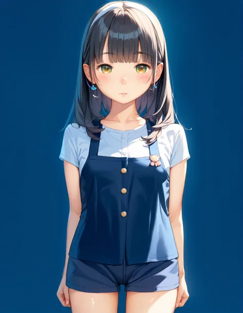 best image quality、 pretty eyes、detailed eyes、cute face、 BABY FACE、 girl、、black hair、 small breasts、knee socks、 uniform、one way hair、Watercolor representation、standing