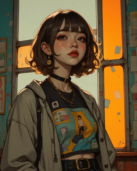 1Girl, (Korean girl, flat abdomen, flat stomach, short stature, skinny body, thin body, very small bust, small breasts and a petite body), random clothes, Random place, fandom character, random situation, random expression, random time, random station, cin...