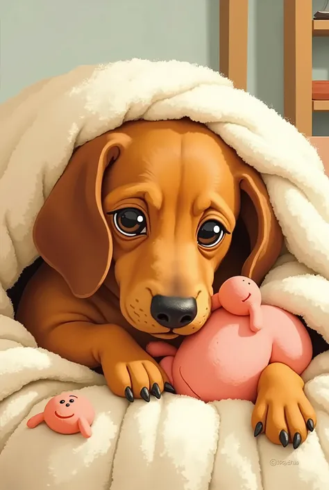 Create an image of a sick sausage dog  