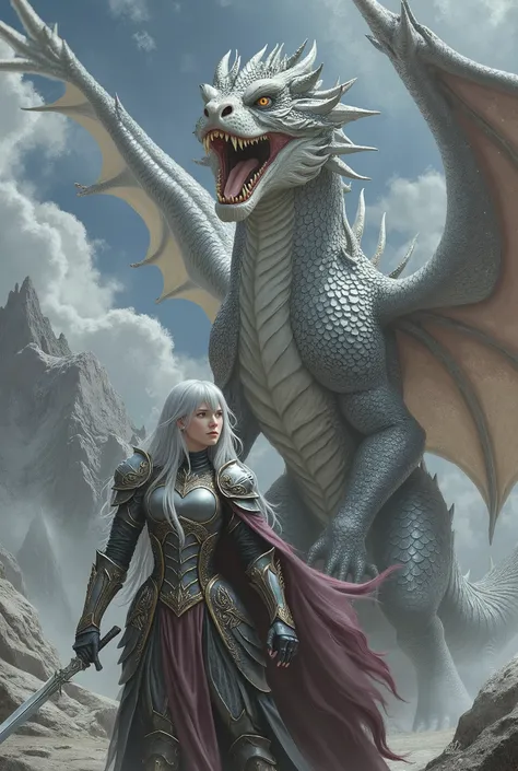 dragon with girl,girl warrie fright dragon