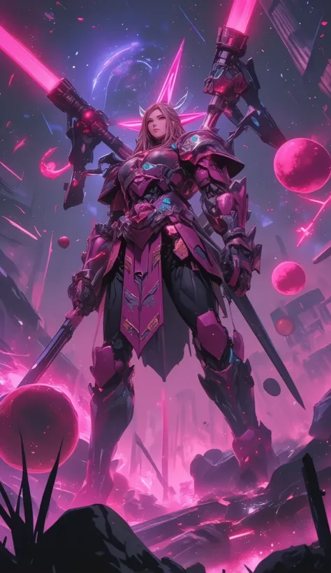 Lethal fruits Weapon, (watermelon bombs:1.8), (holding a strawberry colored long sword, holding watermelon colored shield:1.8)