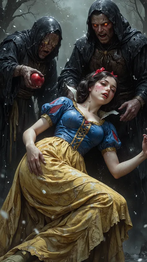 FALFDG, antqgldnCE style, NSFW, Snow White was ruined by the poisonous apple attack launched by the witch's mother-in-law