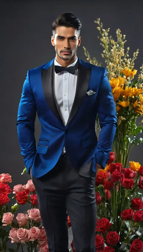 (( handsome man , Elegant male model, Full Body Portrait:1.5)), (the best quality,4K,8k,highres,masterpiece:1.2),Highly detailed,(really,photoreally,photo-really:1.37),high dynamic range,is super accurate,studio lighting effects,Full screen,  with sharp fo...