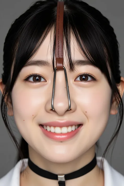 A high resolution photograph of a Japanese young woman, masterpiece, photo-realistic, natural lighting, film grain, portrait, fashion shoot, solo, 1girl, clothed, black hair, detailed face, detailed eyes, sophisticated nose, pale skin, fine-textured skin, ...
