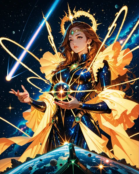(album cover) crystals, lasers, space, goddess,