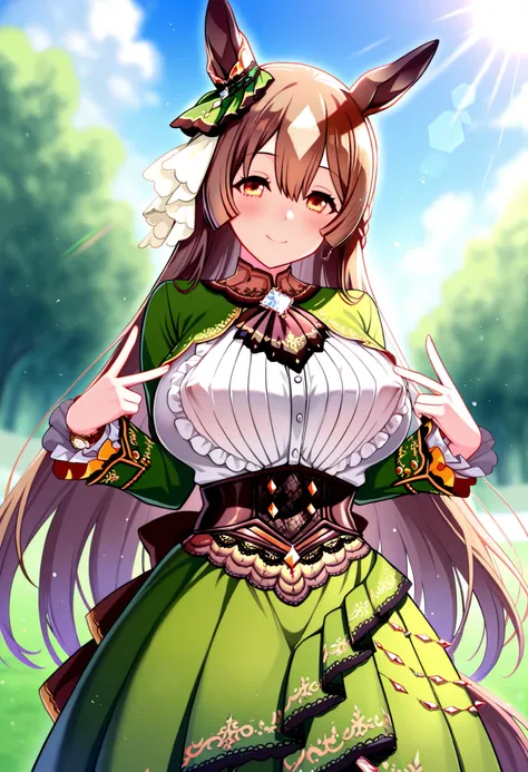Satouno Diamond Umamusume Pretty Deby, masterpiece, top quality,, score_9, score_8_up, score_7_up ,
Satono Diamond \(Uma Musume\), 1 girl, horse ears, earrings, , smile, horse tail, watch viewers, sleeve until past the wrist, , , ハーフup, null, Outdoors, ...