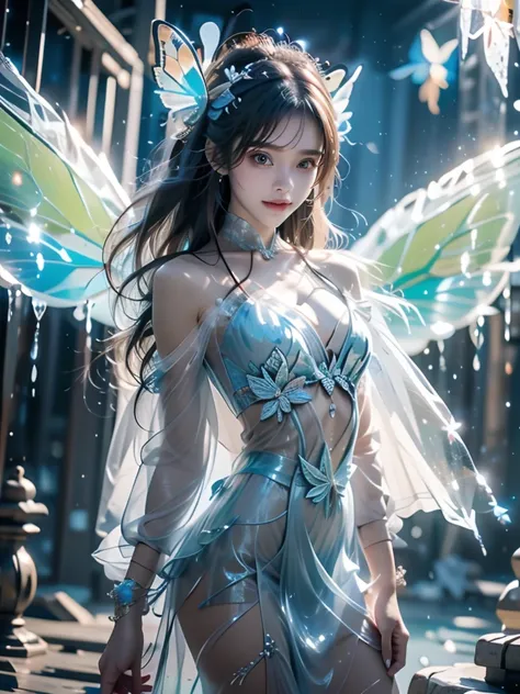 Araffe fairy sitting on a rock with a flower in her hair - SeaArt AI