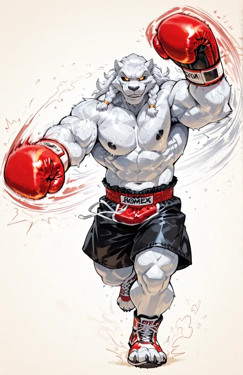 solo, 1boy, full body, correct anatomy, ThokkIN, furry, anthro, masculine, tough face, detailed face, detailed glowing eyes black sclera orange pupils, very muscular, athletic body, broad shoulders, thick arms, small head, smile, drooling saliva, sweat dri...