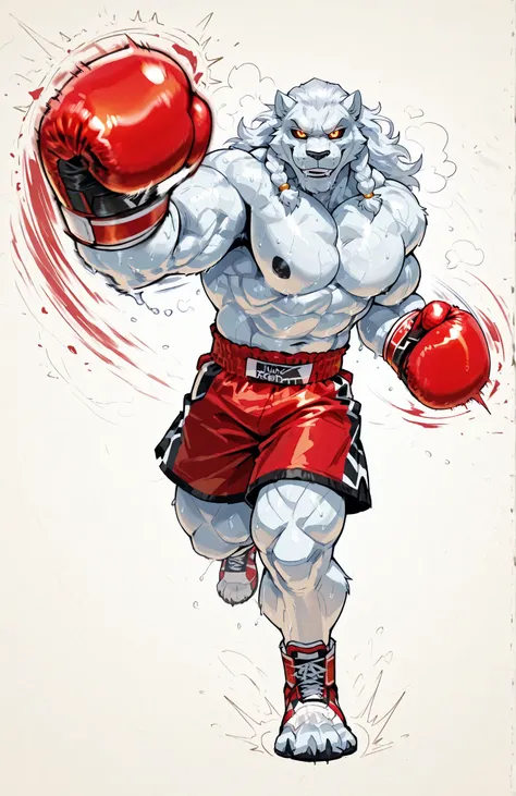 solo, 1boy, full body, correct anatomy, ThokkIN, furry, anthro, masculine, tough face, detailed face, detailed glowing eyes black sclera orange pupils, very muscular, athletic body, broad shoulders, thick arms, small head, smile, drooling saliva, sweat dri...