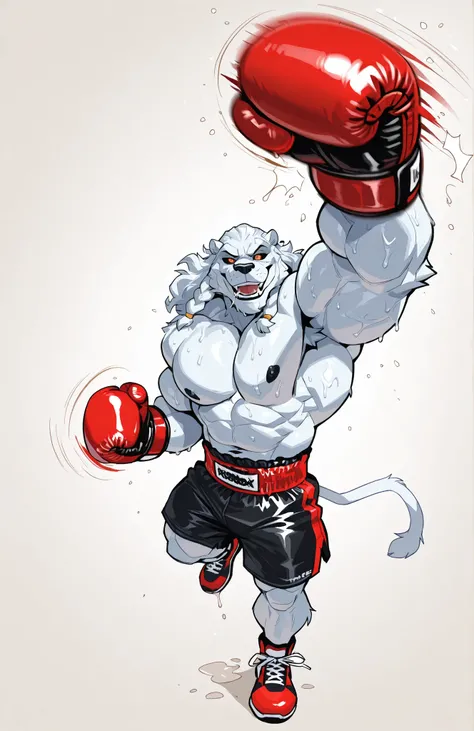solo, 1boy, full body, correct anatomy, ThokkIN, furry, anthro, masculine, tough face, detailed face, detailed glowing eyes black sclera orange pupils, very muscular, athletic body, broad shoulders, thick arms, small head, smile, drooling saliva, sweat dri...