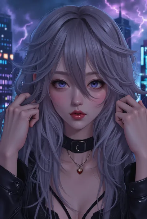 storm petty girl on the night sky in city