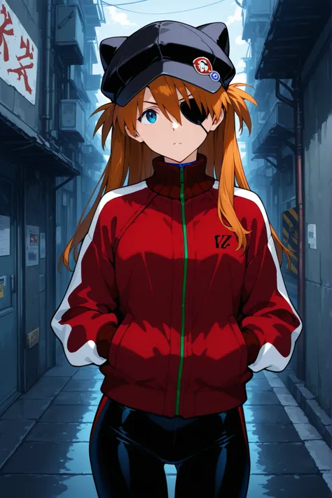 Asuka langley shikinami, Evangelion 3.33 red jacket and black cap