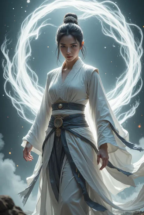 Sexy girl, beautiful, gorgeous, Chinese , Girl, short hair, Battle Monk, shaolin , white chib energy, Kung Fu, Combat clothing