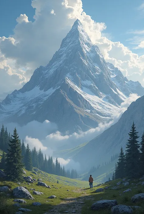/A tall, quiet mountain shares stories only clouds can hear.