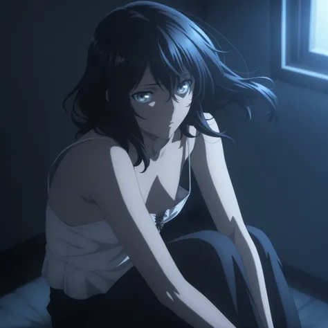 masterpiece, best quality, amazing quality, highres, absurdres, very aesthetic, high resolution, ultra detailed, perfect details, midnight,   , indoors, ufotable style, (from above,), blue hour, backlight,
 
1girl, ufotable style, anime style,  (anime colo...