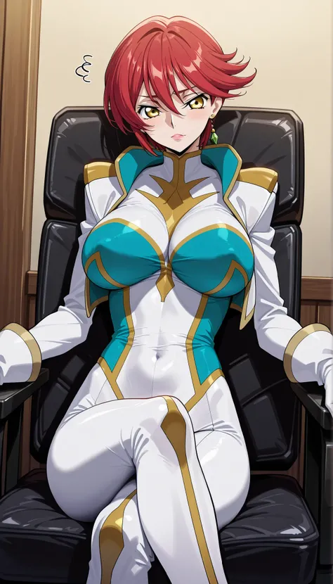 Narah_Pilot suit ,Narah vaughn,one girl,Alone, red hair,Sitting,crossed legs,poetry,breasts,chair,disease clothes, yellow eyes,gloves,looks at the viewer,Jewelry,Earrings, lipstick ,large breasts,mature female,mature mothers ,,,,,,, jiggle as a result of_9...