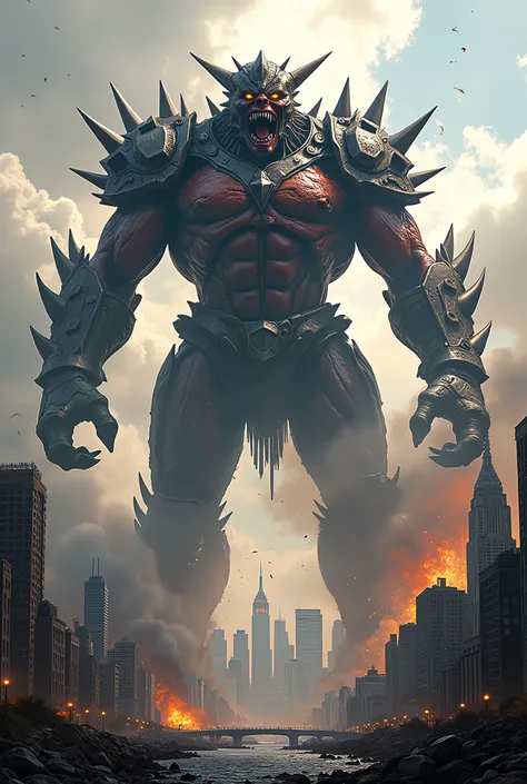 giant warrior destroying New York