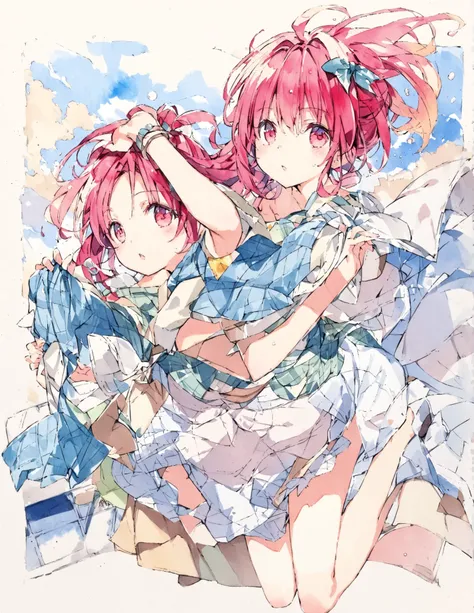 Official illustration using hand drawn watercolor sketch techniques　Midsummer Laundry　Half-baked　with P