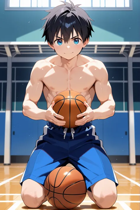 masterpiece, best quality, Ultra High Resolution, anime style, male focus, Basketball match, japanese boy, high school students, Dumping, Dynamic Capture, very handsome, Perfect Face, Cute Face, Clear and beautiful detailed eyes, black short hair, Shiny Ha...
