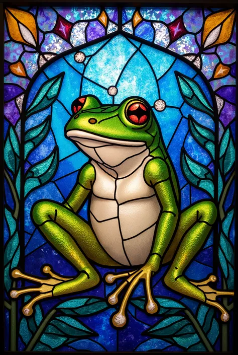 stained glass　frog