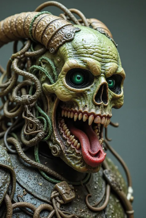 Nurgle plagued man Starmer of Endless Keir, terrible teeth in a terrible jaw, glitched and double exposure and corrupted file, wires and endless braces
