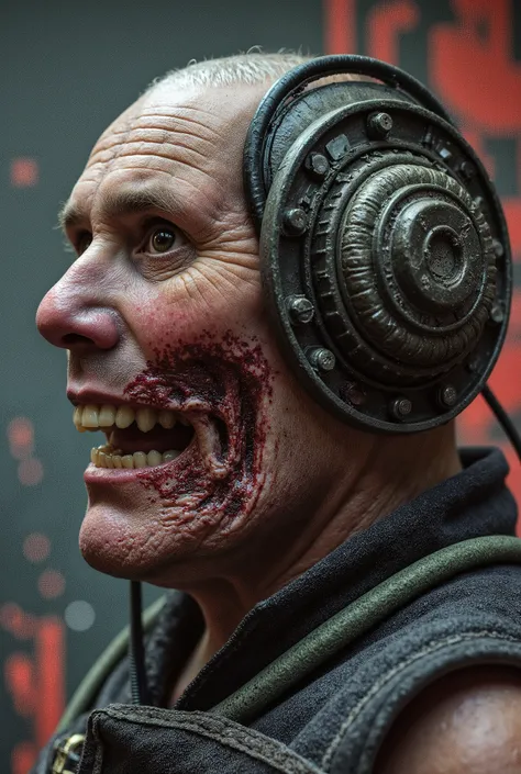 Keir the Nightmarish Mechanic 😱 , Starmer of Endless Keir, terrible teeth in a terrible jaw, glitched and double exposure and corrupted file, wires and endless braces