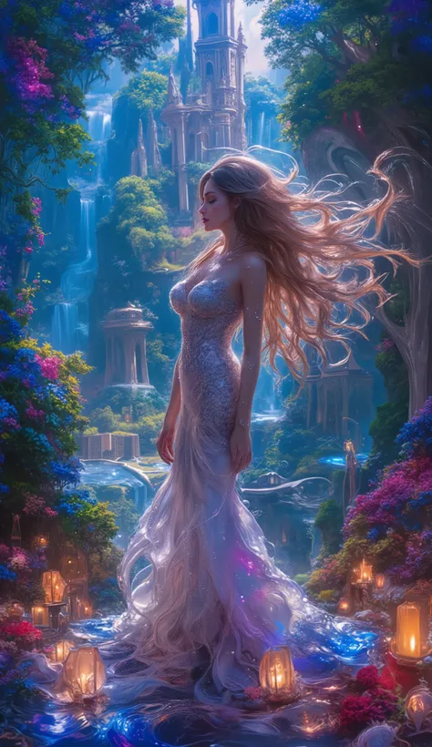 Tapestry, Beautiful Shine Like a Rainbow , Mythical, The atmosphere is like that of Diego Velazquez's Painting of Arachne, Painting, Kaleidou Scope, nature, biotechnology , center, Journey, Kai-Knight , the sound of water, Monuments, Viridian Blue Illus...