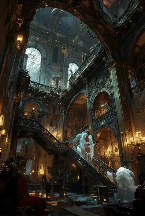 luxury castle interior, haunted