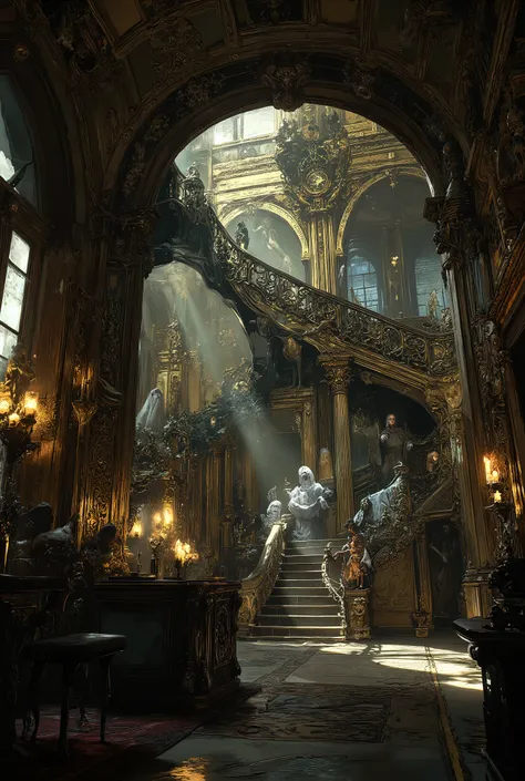 luxury castle interior, haunted